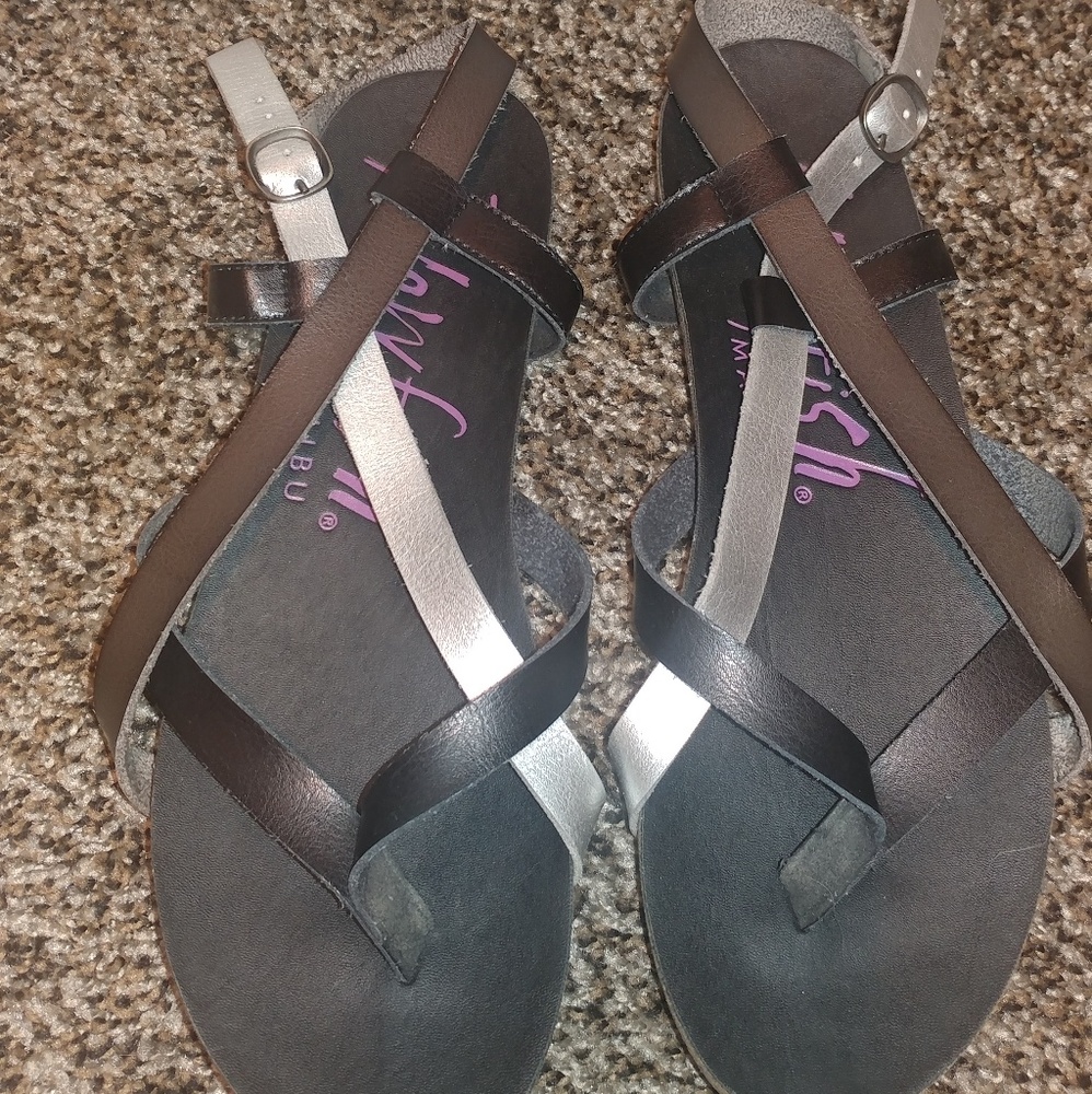 Blowfish Black and Silver Strappy Sandals